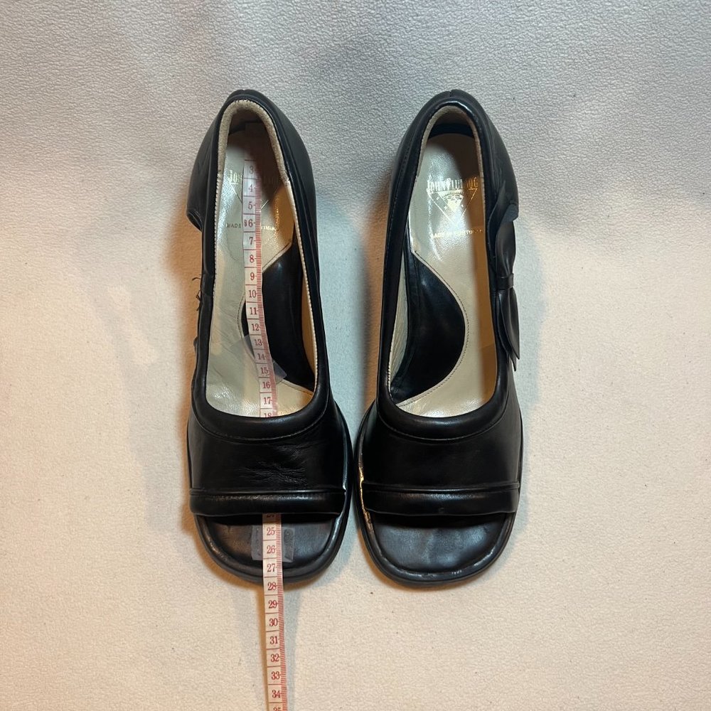 John Fluevog Mini Bebe Leather Peep Toe Heels - Women's Size 10.5 (10) - Picture 8 of 9